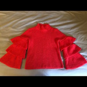 Red, ruby moon bell sleeve sweater